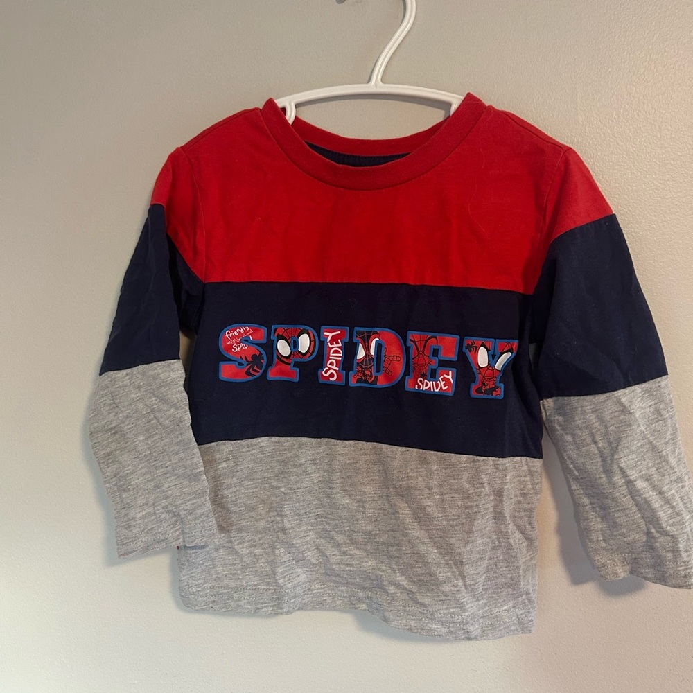 (3/$20) Marvel spiderman 2t red blue & grey Spidey Long Sleeve graphic Shirt